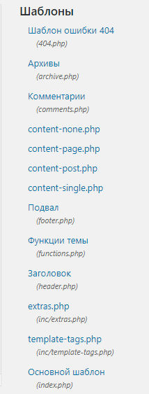 Перечень шаблонов